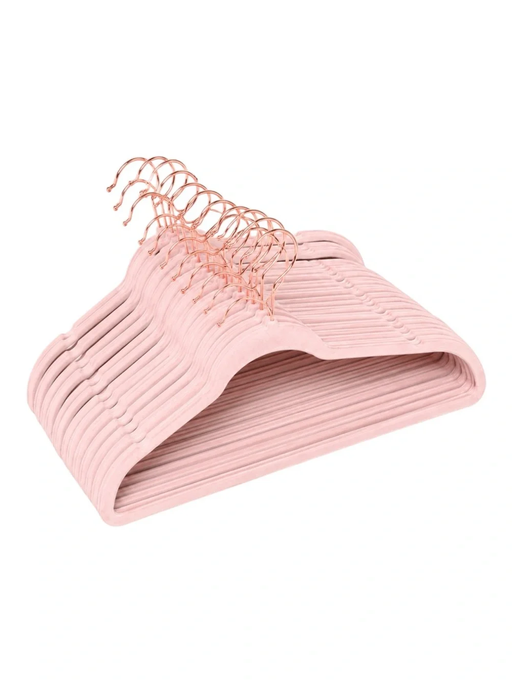 16 Soft Pink Felt Hangers with Rose Gold Hooks